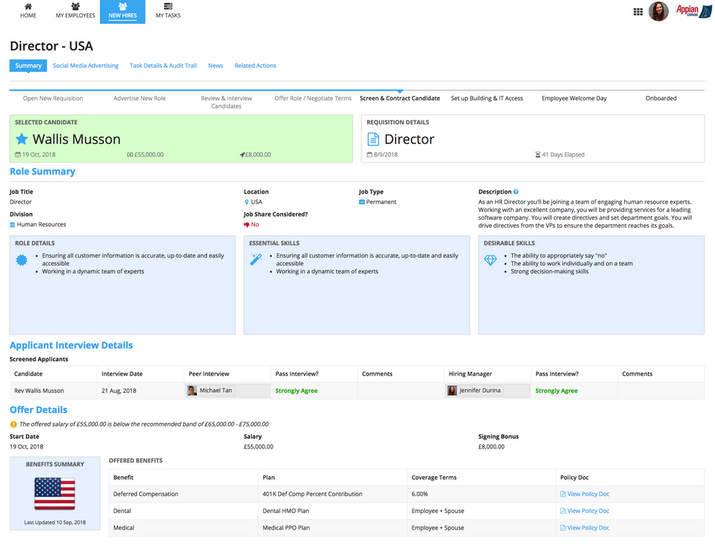 appian human resources management new hire summary 